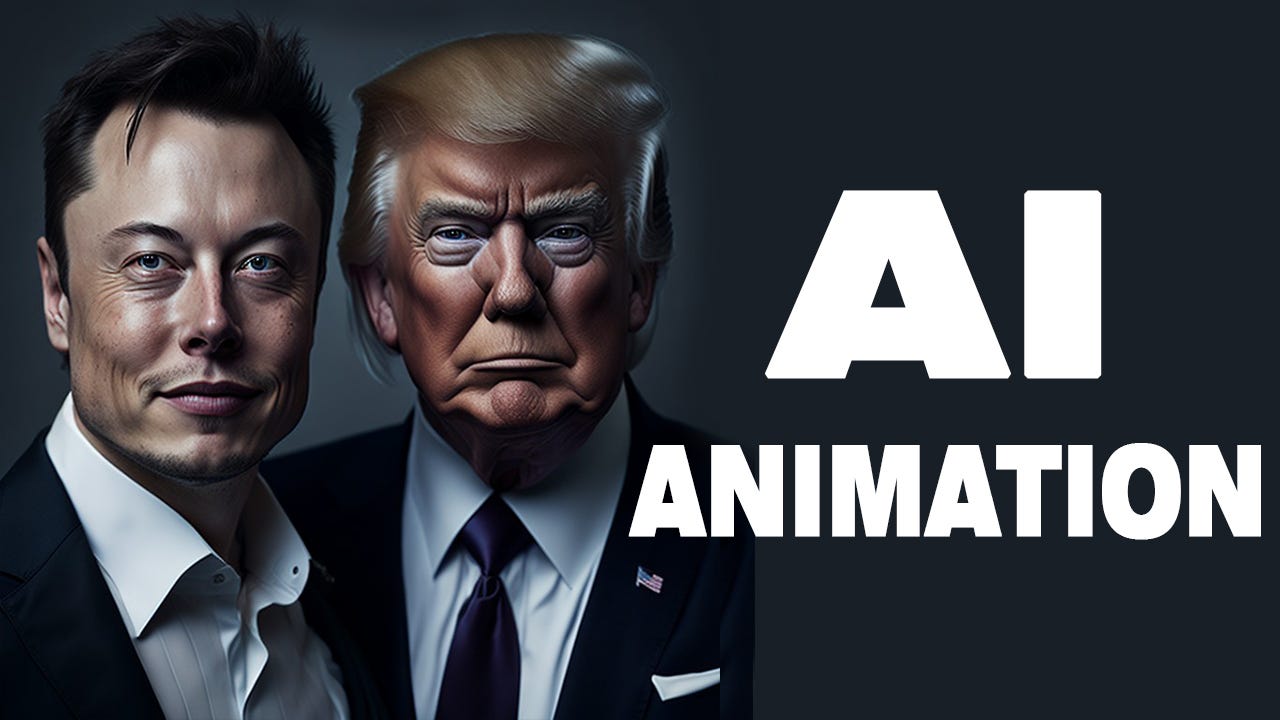 Ilon Musk and Trump in AI animation poster