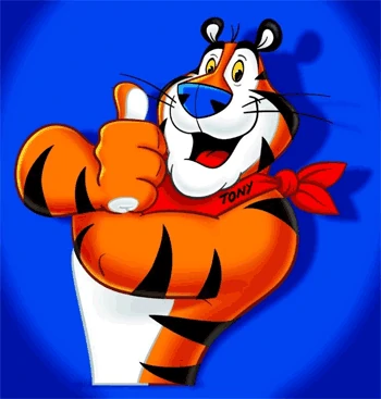 Tony The Tiger, with memorable visuals and vibrant color  example of a successful commercial campaigns 