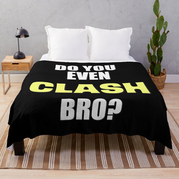 a blanket on a bed with the printed invitation to play clash of clans